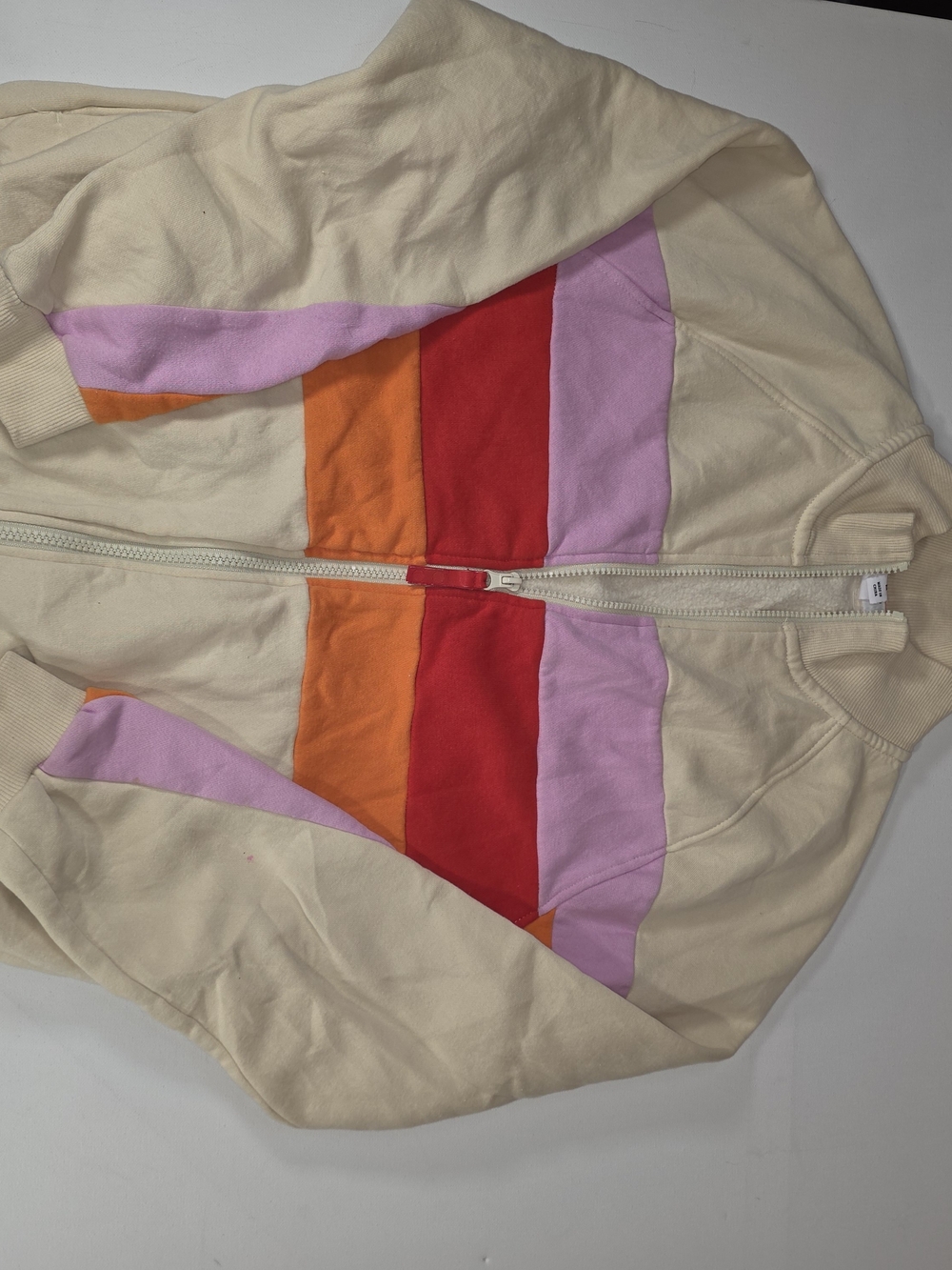LEGO Full Zip Jacket - Beige with Pink, Red & Orange Stripes S/MED - Picture 2 of 14